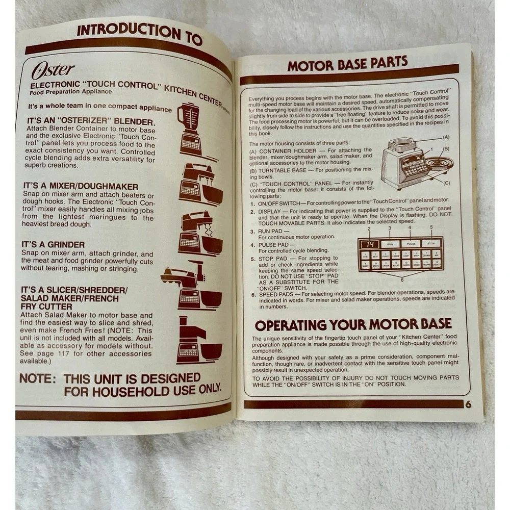 Vintage 1984 Oyster Kitchen Center Cookbook Instruction Manual